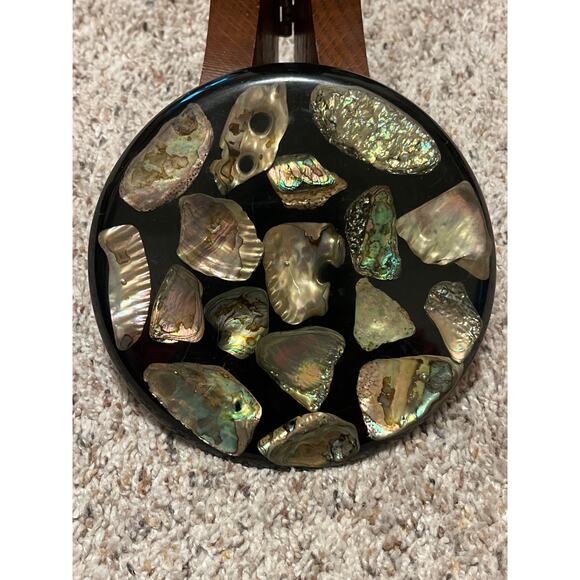 Abalone Shell Trivet Betty’s Shell Lustrous  Lucite Round Trivet Vintage - Picture 4 of 6